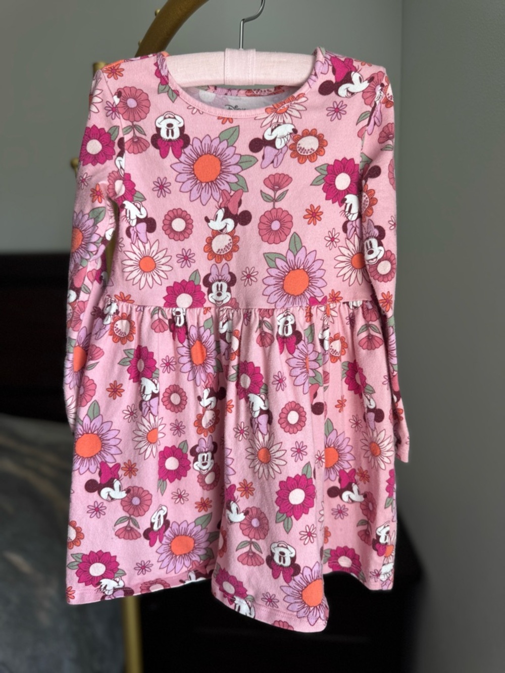 Disney Jumping Beans Minnie Mouse Pink Floral Long Sleeve Dress - 4T